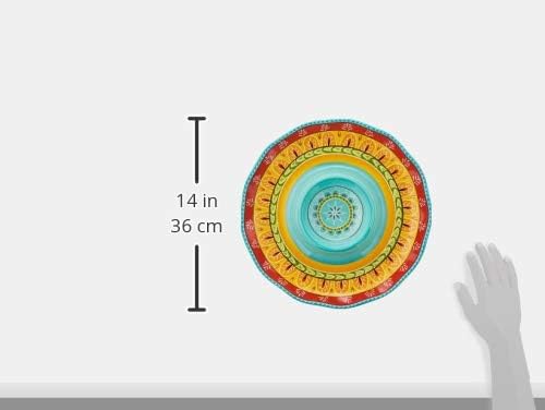 Valencia 13.25" Ceramic Chip & Dip Platter – Colorful Mediterranean Serving Dish with Built-In Center Bowl, Glazed Ceramic Appetizer Tray for Entertaining, Fiesta & Everyday Use
