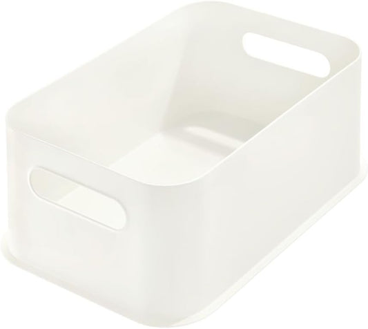 iDesign Eco BPA-Free Recycled Plastic 11.9" Medium Storage Bin with Handles, Coconut