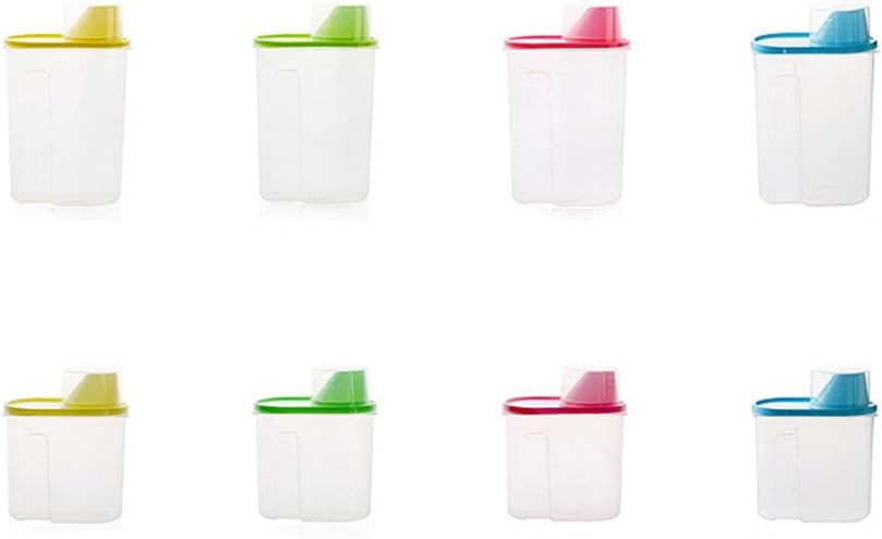 Wakauto Clear Cereal Container with Pour Spout and Measuring Cup Airtight Watertight Food Storage Container for Rice Grain Oatmeal Sugar Nuts Beans 8.26 X 6.29 X 3.14 in