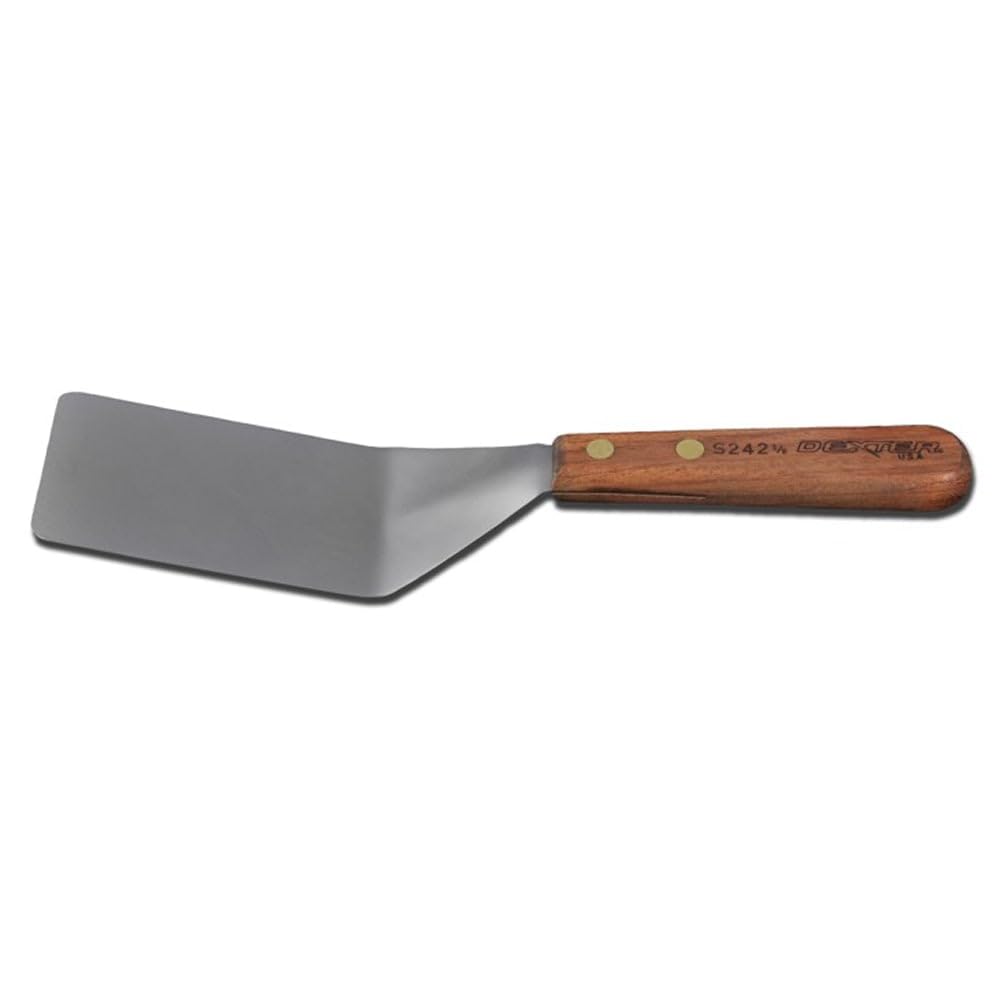 Dexter-Russell 16090 S242½ Traditional™ Pancake Turner, 4" x 2-1/2" Solid Stainless Steel Offset Blade with Ergonomic Rosewood Handle, USA-Made Professional Flipper for Griddle Cooking
