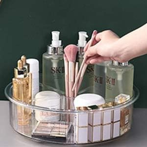 Slideep Lazy Susan Plastic Turntable Divided Spinner for Kitchen Cabinet, Pantry, Fridge, Cupboard, Counter Organizing Fully Rotating Organizer for Food, Spices, and Condiments, 11.5" Clear - 2 Pack