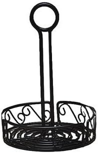 American Metalcraft WBCC6 Wrought Iron Condiment Rack with Scroll Design, 6-1/4-Inch, Black
