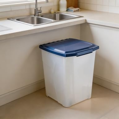 Extra-Large 50-Pound Plastic Storage Container with Locking Lid – Airtight Pet Food Bin for Dry Dog & Cat Kibble, Multi-Use Pantry Organizer for Bird Seed, Cat Litter & Garage Supplies