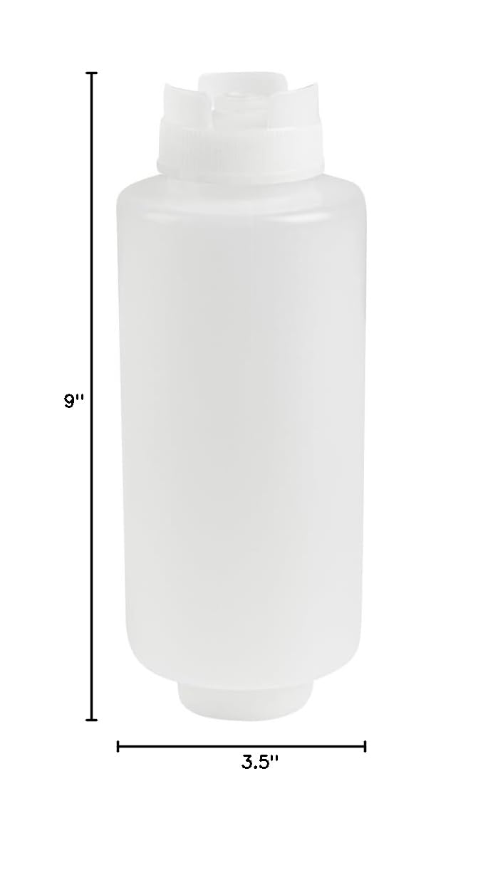 Restaurantware 32oz. FIFO Inverted Plastic Squeeze Bottle with Refill and Dispensing Lids - First In First Out - Perfect for Restaurants, Catering, and Food Trucks - box