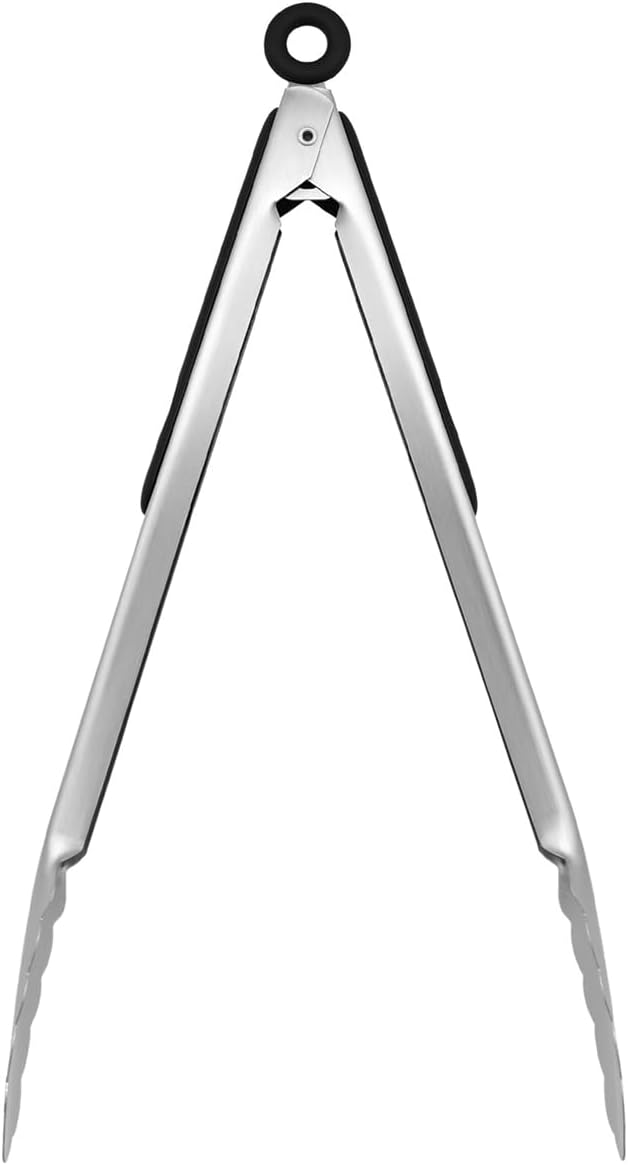 600℉ Heat Resistant Kitchen Tongs with Locking, Set of 9-inch and 12-inch Stainless Steel Metal Cooking Tongs with Non-Slip Grip, Perfect for Grilling, Barbecue (BBQ) and More