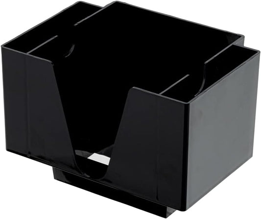 Restaurantware Bar Lux 7.9 Inch x 5.5 Inch Napkin Holder 1 3-Compartment Condiment Caddy - Rectangle Tabletop Black Plastic Napkin Caddy Refillable Easy Access