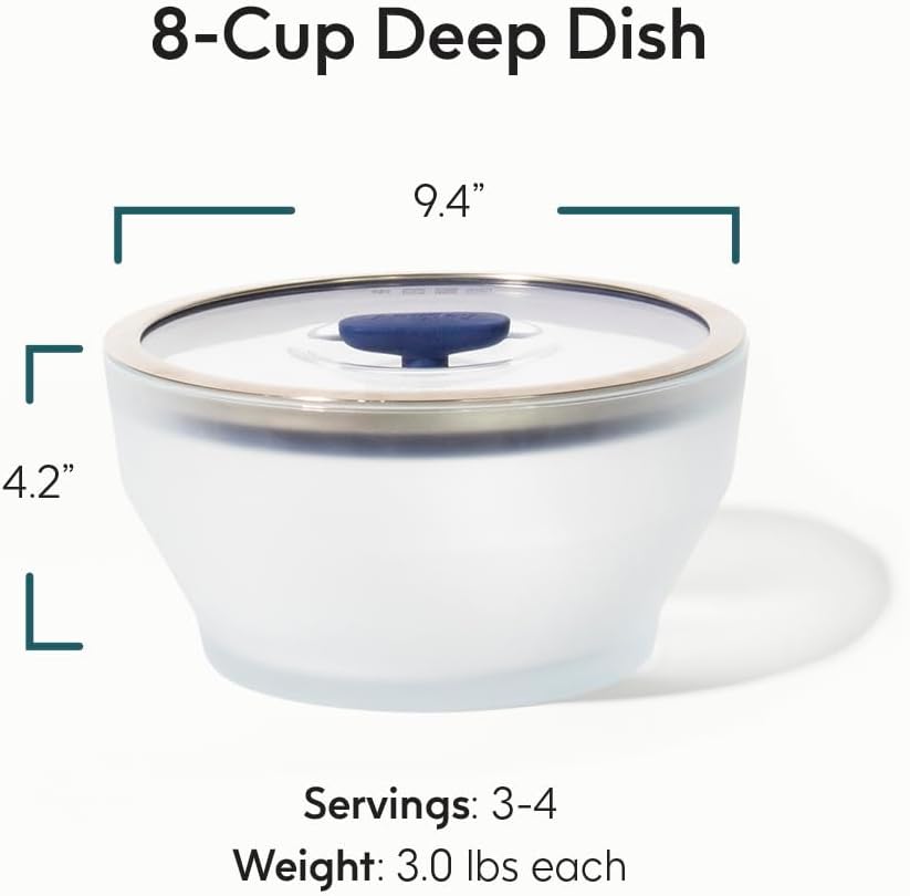 Anyday 8-Cup Microwave Cookware Glass Container with Lid (Kale)