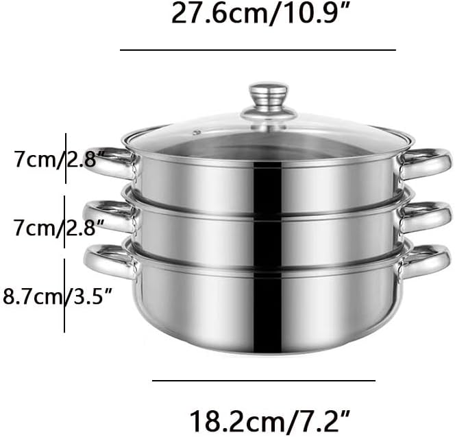 Steamer for Cooking, 5.0 Quarts Stainless Steel Steamer Pot, 2-Tier Food Steam Pots with Lid for Cooking Vegetables, Seafood, Soups, Stews and Pasta, 11 x 6.1 inch
