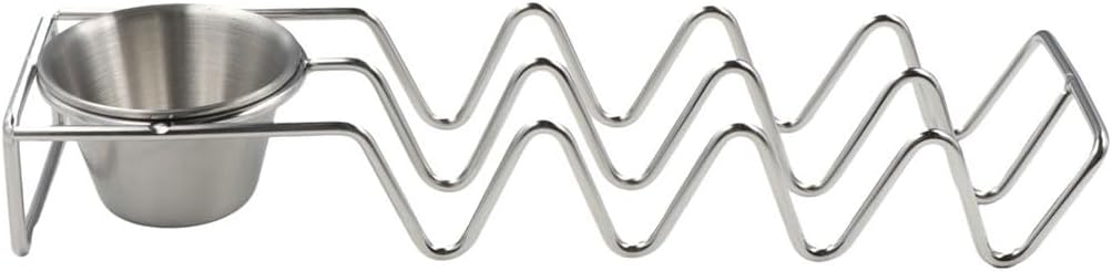 Taco Holders Set of 2, Stainless Steel Taco Shell Holder Stand Holds 4 Tacos Each, Taco Bar Serving Dishes with Sauce Bowl, Stackable Taco Tray Plates for Most Plates & Air Fryers