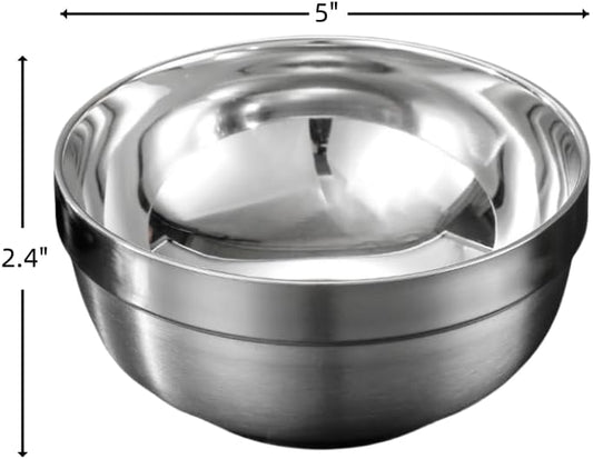 6 Pack 18/8 Stainless Steel Bowl, Double Walled Insulated Soup Bowls, 12 Oz Metal Serving Dishes Unbreakable Snack Bowl for Sauces, Rice, Noodle, Ice Cream