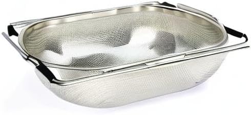 RSVP International Endurance® In-Sink Mesh Colander Strainer Basket, 3 Quart | Organize Sponges, Collect Food Scraps | Dishwasher Safe | Small Corner Basket | Steaming, Draining & Rinsing