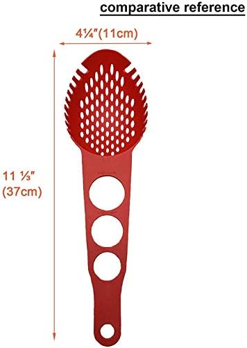 Nylon Spaghetti Server Non-Stick Pasta Fork Slotted Spoon Food Strainer with Spaghetti Measure Tool Strainer Ladle