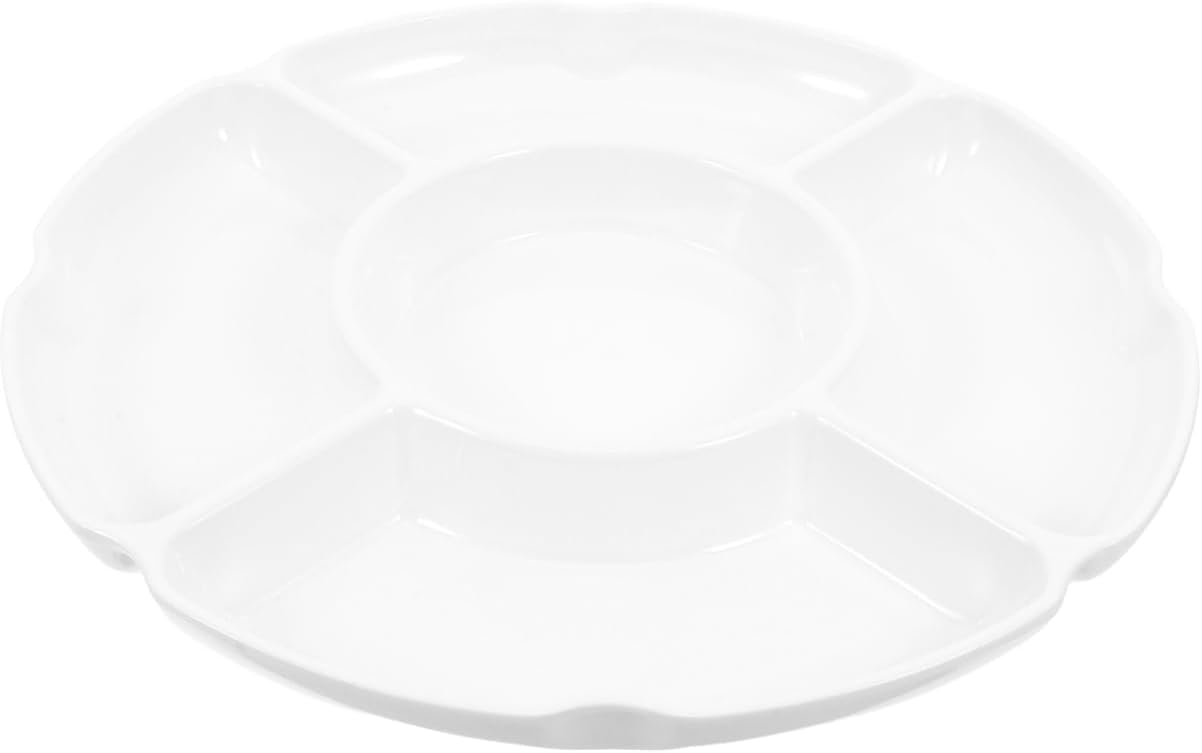 Kichvoe 12 Inch Five-Compartment Melamine Divided Serving Tray for Appetizers Snacks Fruits Nuts Party Platter