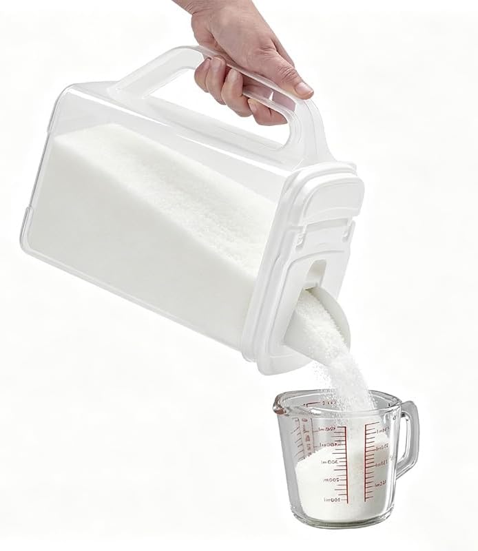 Cereal Containers Storage, Airtight 4 Quart Plastic Pantry Containers with Easy Grip Handles and Pour Spouts for Flour, Sugar, Rice, Cereal and Pet Food