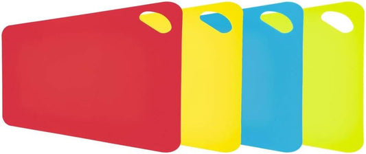 Flexible Cutting Board Mats – Set of 4 Durable Plastic Kitchen Food Prep Sheets, Non-Slip & Multicolored