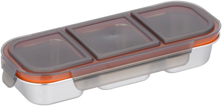 Stainless Steel Snack Containers with Lids – Reusable 3-Compartment Divided Food Storage Box for Various occasions, Portable Sauce Cups and Condiment Holder for Travel, Lunch, On-the-Go