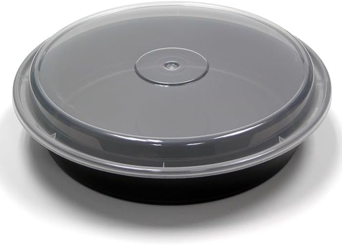 Reusable Round To-Go Food Meal Prep Storage Containers with Leak Proof Snap Lids (10, 48oz)
