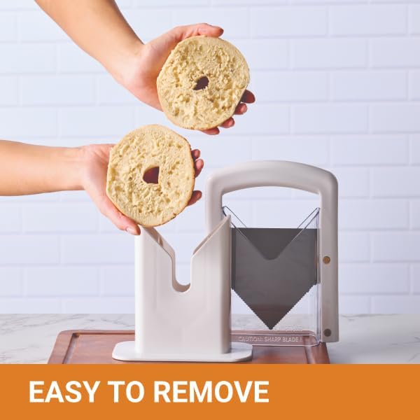 Hoan Bagel Biter Bagel Slicer and Cutter with Safety Shields - Guillotine Style Bagel Cutter Slicer for Large and Small Bagels, English Muffins, Buns, and Rolls - Compact, Dishwasher Safe