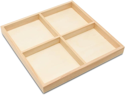 DIY Rectangle Wooden Divided Serving Tray 12 x 8-inch, Pack of 1 6-Section Candy Tray for Vegetable & Fruit Party Platters, by Woodpeckers