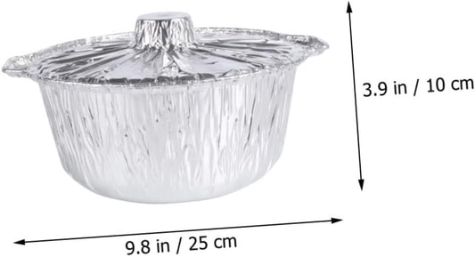 Round Foil Baking Pan Lid Heavy Duty Tin Foil Dish for Oven Cooking Large Capacity Food Prep Tray for Roasting Fish and Meat Disposable Aluminum Container