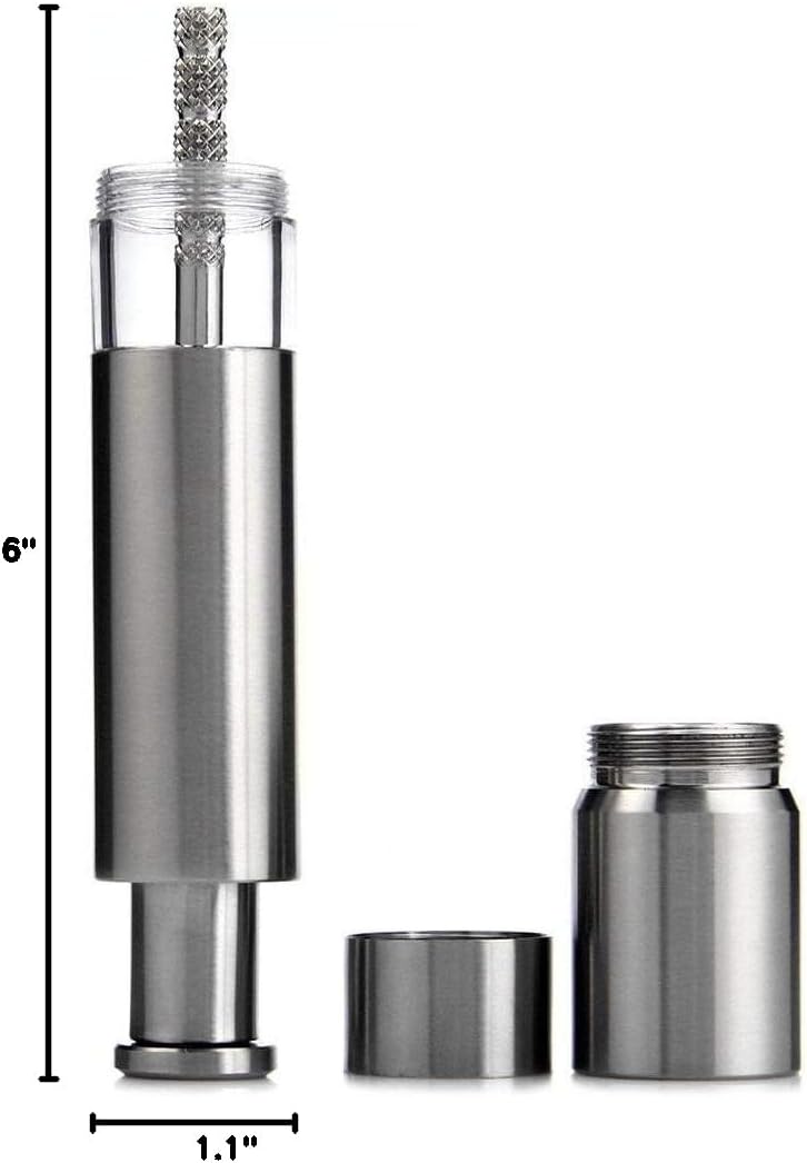 Salt and Pepper Grinder Set of 2,Stainless Steel Push Button Grinder Modern Design Thumb Grinder, for Black Pepper, Sea Salt and Himalayan Salt, Spice and Salt