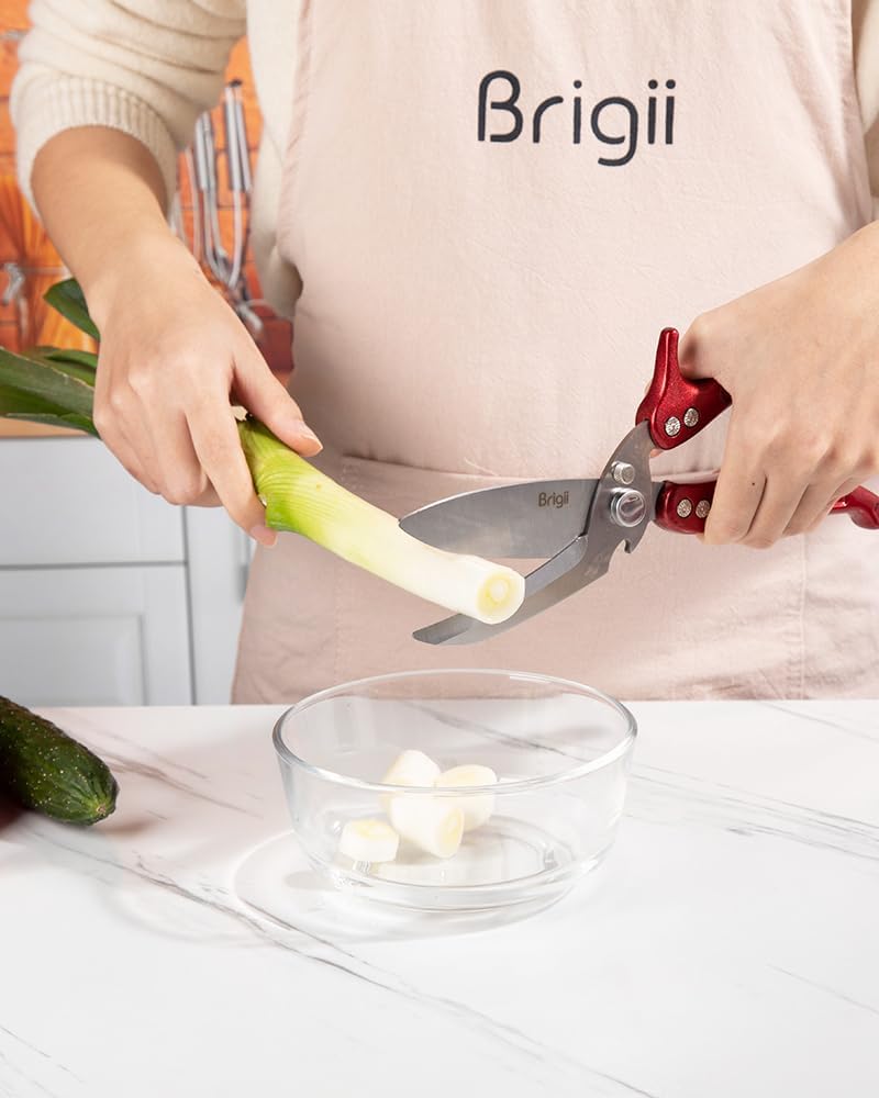 Brigii Kitchen Shear, Stainless Steel Heavy Duty Poultry Shears, Multi-Purpose Kitchen Scissors for Cutting Chicken, Fish, Seafood, and Vegetables-Black
