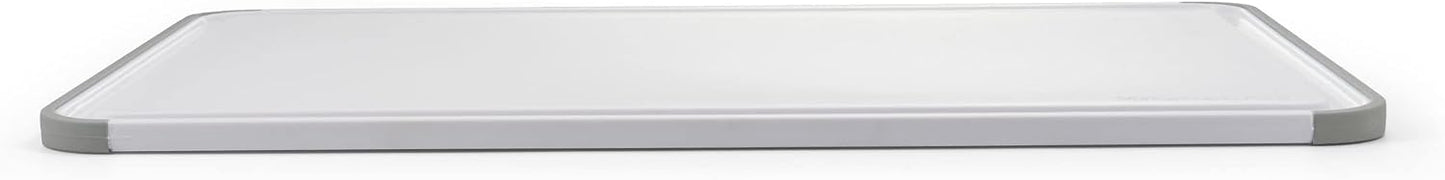KitchenAid Classic Plastic Cutting Board with Perimeter Trench and Non Slip Edges, Dishwasher Safe, 12 inch x 18 inch, Gray