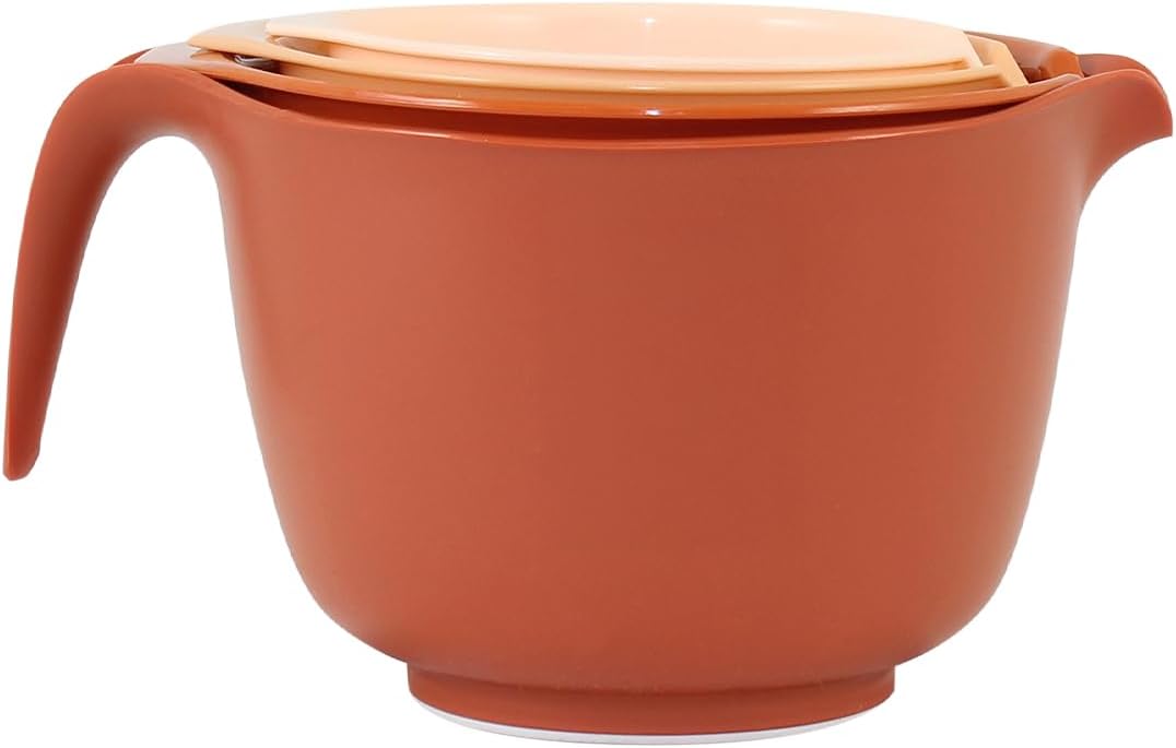 Glad Mixing Bowls with Pour Spout, Set of 4 - Nesting Plastic Bowls (1.2qt, 1.9qt, 2.8qt, and 3qt with Handle) - Non Slip Base, Dishwasher Safe Kitchen Cooking and Baking Supplies, Green