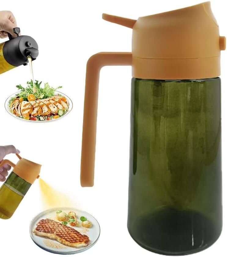 Kitchen Maiden 2 in 1 Oil Dispenser, New Kitchenmaiden 2 In 1 Oil Sprayer for Cooking,Olive Oil Dispenser Bottle Spray And Pour for Air Fryer, Salad, Frying, BBQ