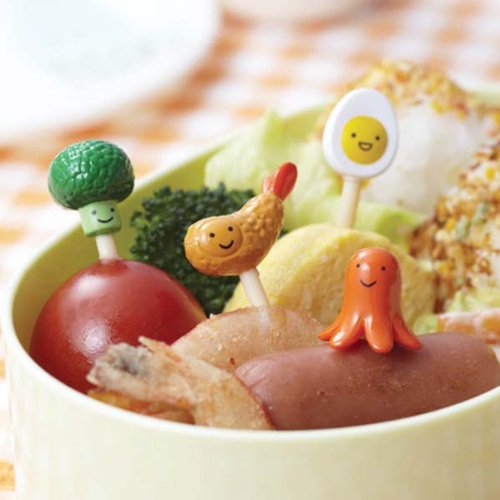 CuteZCute Bento 3D Food Pick, 8-Piece, Broccoli, Octopus, Fried Shrimp, Egg