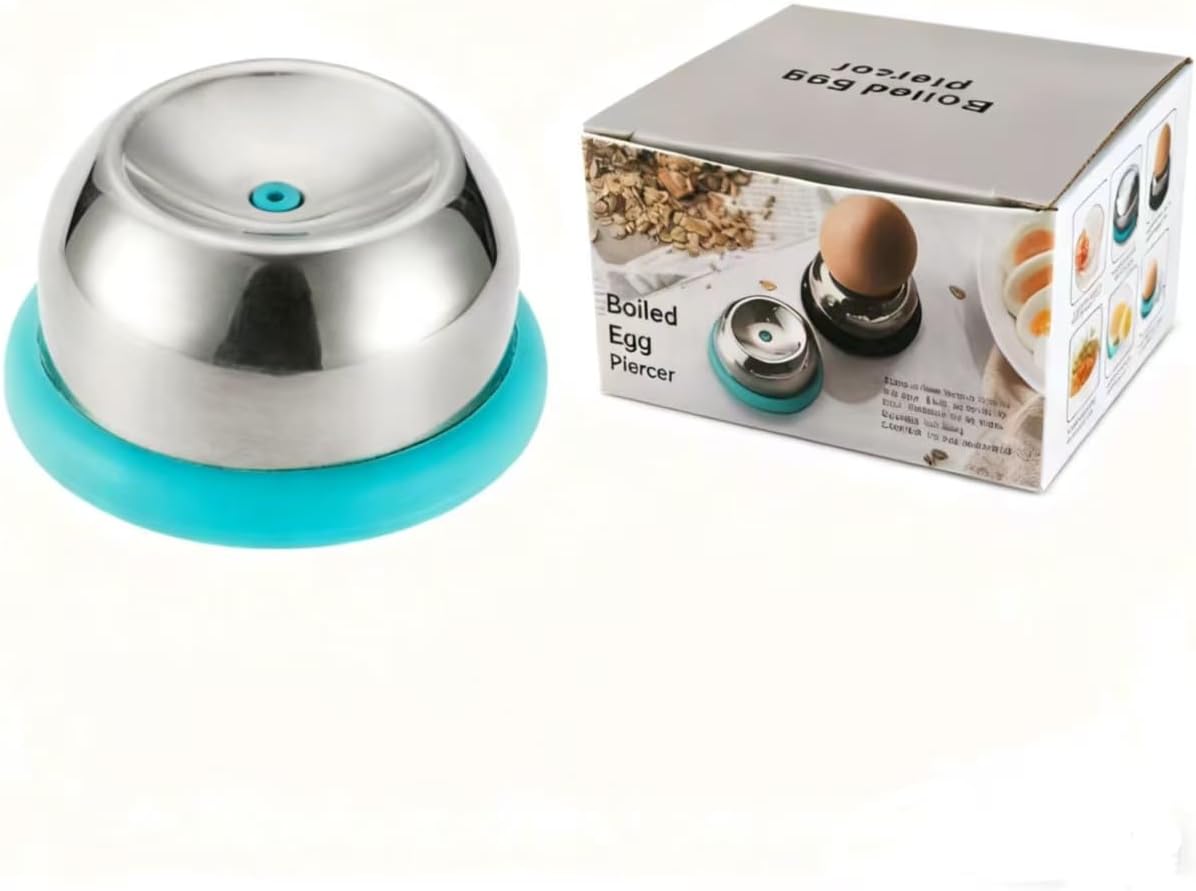 Stainless Steel Egg Piercer - Egg Opener for Hard Boiled Eggs, Egg Poker with Sharp Pin & Anti-Slip Base, Perfect Hard Boiled Egg Peeler Tool, Easy Peel Kitchen Gadget Gift (Blue(simple))