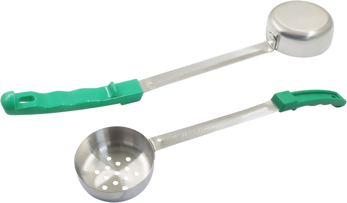 Hordion 4 Pcs Portion Control Serving Spoons Ladle Scoops (Green, 4oz)