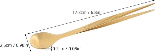 Multi-Functional Kitchen Utensil 2-in-1 Tasting Spoon and Chef Tweezers 6.81 Inch Stainless Steel Culinary Tool for Cooking Sampling Serving and Grilling