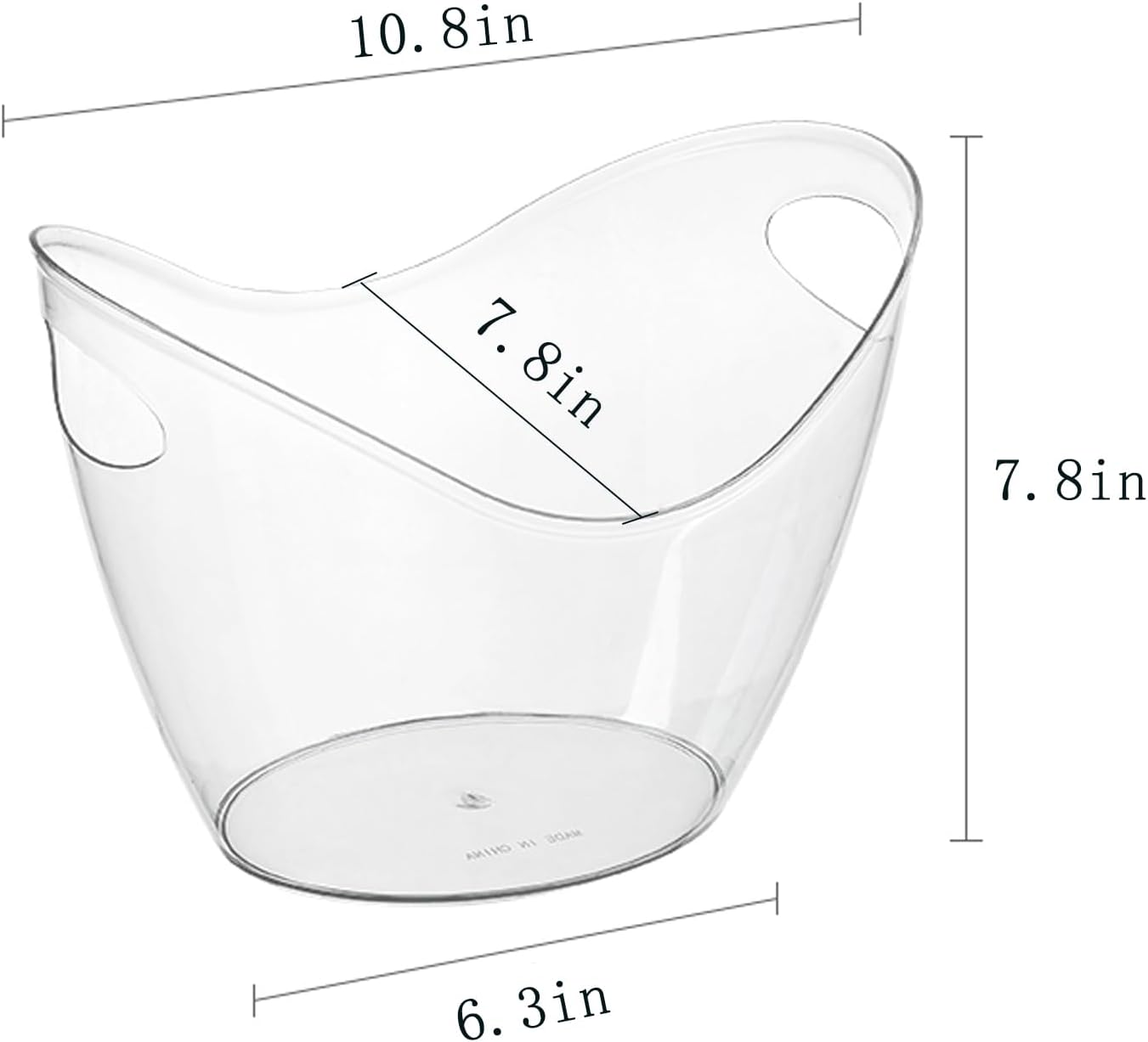 Clear Ice Bucket 4 Pack, 4L Acrylic Ice Buckets for Parties - Beverage Tub for Champagne, Beer, Wine Bottles, Large Drink Cooler Bin for Home or Commercial Use