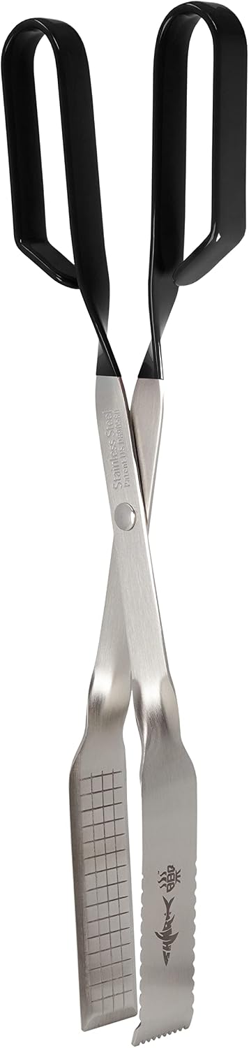 Steak Grill Tongs for Kitchen & Outdoor Cooking, 13 Inch Long Reach Pro-Grade, Scissor-Style Utensil - Perfect for Air Frier and Oven Use (Red)