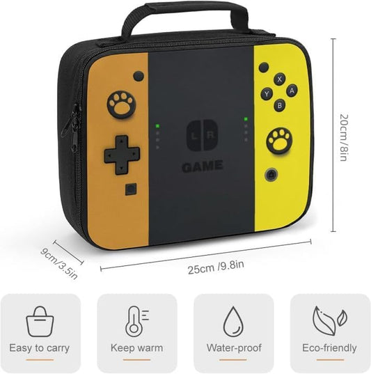 Game Lunch Bag for Boys Girls Gamer, Insulated Video Game Lunch Box for School Work Office Travel Picnic Hiking Beach, Waterproof Leakproof Portable Fits Most Bento Boxes