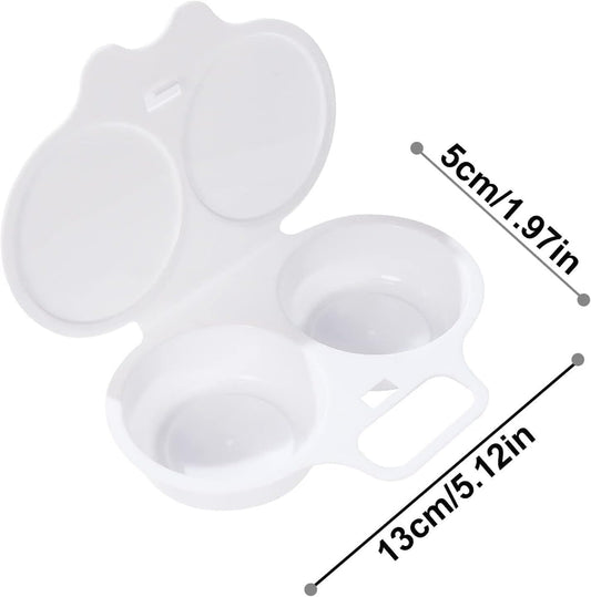 2-Cavity Nonstick Microwave Egg Poacher with Lid -White Plastic Egg Cooker for Perfect Poached Eggs