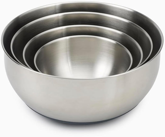 Joseph Joseph Prep&Store- Stainless Steel Mixing Nest Bowls with Lids, 8 piece Metal Bowl food Storage Set, Stainless Steel