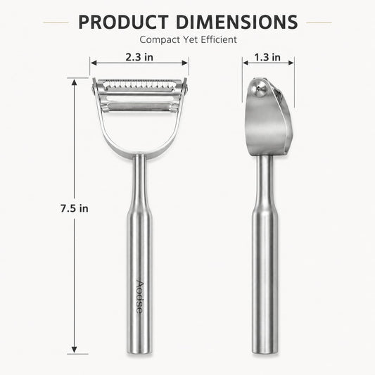 2-in-1 Julienne Vegetable Peeler, Stainless Steel Y Peeler with Dual Blades