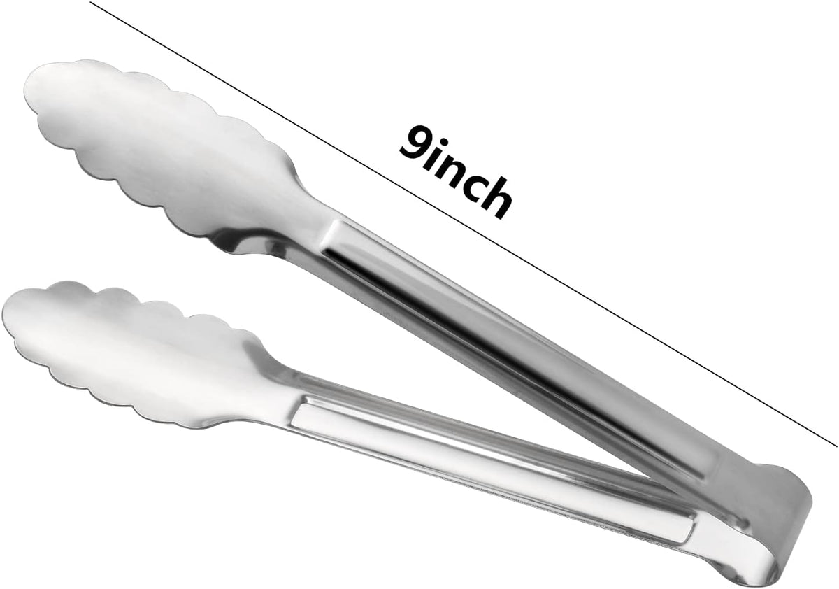 Serving Tongs,Buffet Tongs, ACAUTO Stainless Steel Food Tong Serving Tong Small Serving Tongs Stainless Steel Mini Appetizer Tongs, Set of 6 (7 Inch)