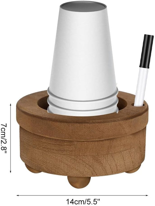 Wooden Disposable Cup Holder, Portable Paper Cup Rack with Mark Pen Hole, Wood Dispenser Stand for Kitchen, Party Supplies