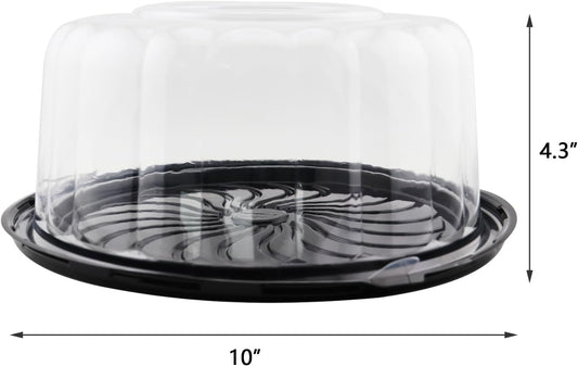5pcs 10Inch Round Cake Pies Carriers Plastic Disposable Cake Containers with Dome Lids Clear Bundt Cake Boxes