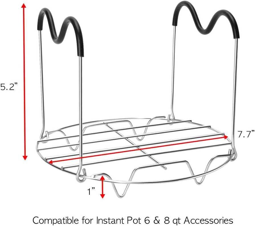 Steamer Rack Trivet with Handles Compatible with Instant Pot Accessories 3 Qt 5 Quart, Pressure Cooker Trivet Wire Steam Rack, Great for Lifting Out Whatever Delicious Meats & Veggies You Cook