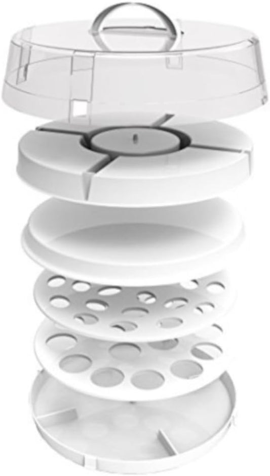 Crazy Chef 6-in-1 Collapsible Cupcake Carrier with Lid, Multi-Use Food Storage Container for Cupcakes, Deviled Eggs, Cakes, Pies, and Chips & Dip, BPA-Free with Free Cake Frosting Spatula