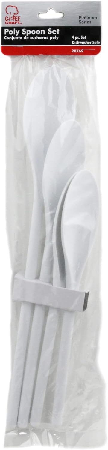 Chef Craft Select Plastic Spoon Set, 10-14.5 inch 4 Piece, White