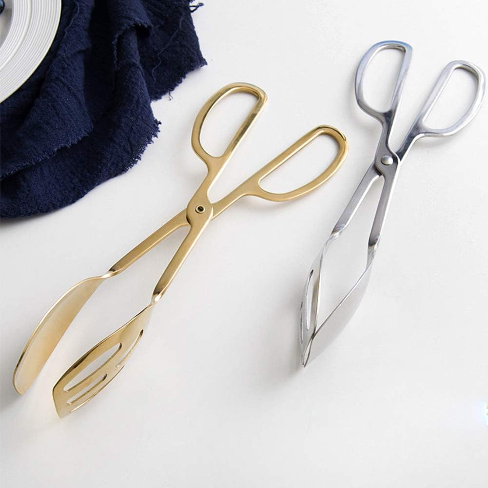 Food Tongs, Heavy Duty Stainless Steel Kitchen Tongs Salad Tongs 10 inch Heat Resistant Small Serving Tongs for Cooking, Grill, Pastry, Sandwich, Ice, Food Bread Dessert (Silver)