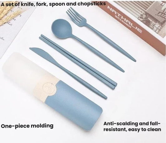 Reusable Utensils Set With Case,Travel Utensils With Case,Reusable Lunch Box Accessories,Portable Chopsticks Knife Fork And Spoon Lunch Set For Travel Daily Use