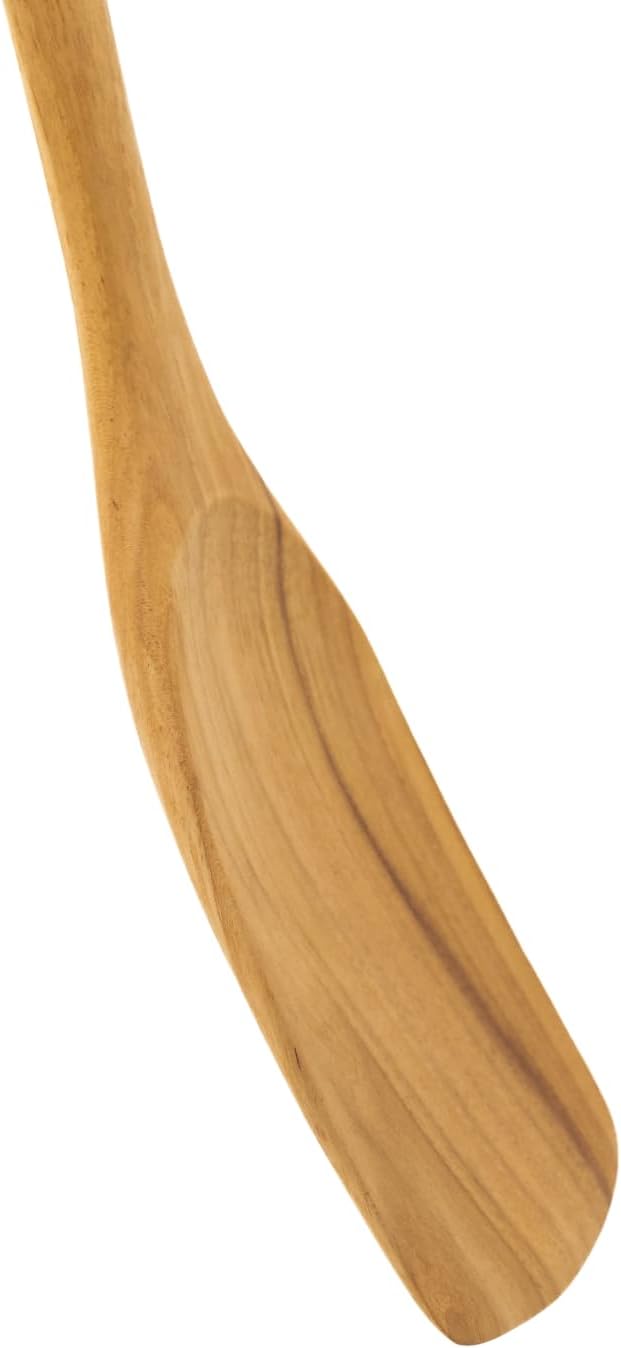 FAAY 13.5" Right-Hand Teak Spatula for Wok - Extra Wide 3.15" Head, Thin Edge Turner for Nonstick Pans, Coconut Oil Finish, Thai Handcrafted Wood