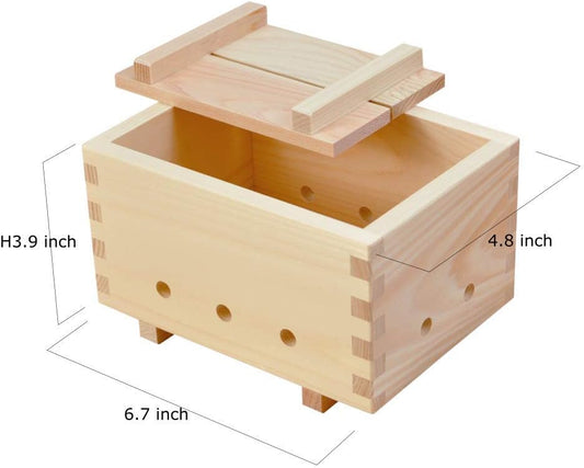 EDOYA Tofu Maker Kit Made in Japan Hinoki Wood with 8 Bags Coagulant (Square)