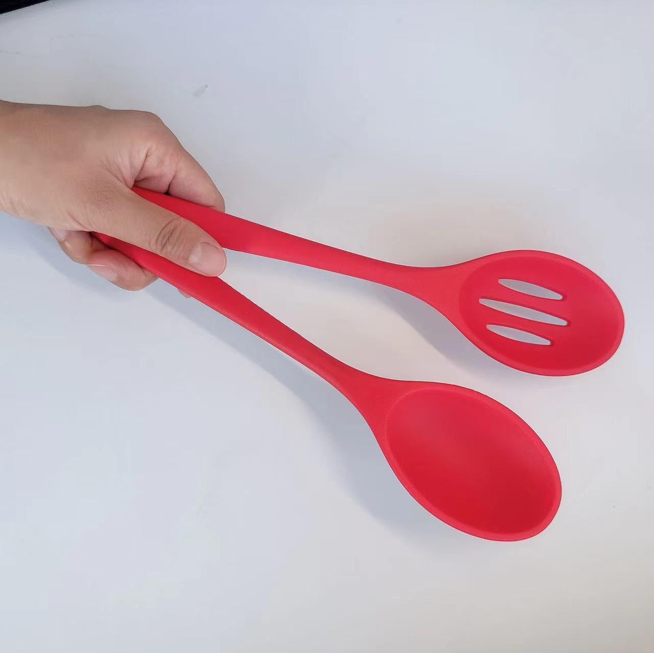 Silicone Cooking Spoon, Nonstick Kitchen Spoons Set for Cooking,Slotted and Solid Serving Spoon Heat Resistant, Silicone Mixing Basting Stirring Spoons for Nonstick Cookware 4 Pack (Black)